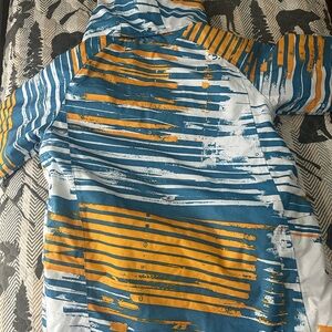 Oakley Blue and Mustard Striped Hooded Shell